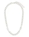 Sterling Forever Pearl Chain Necklace In Silver