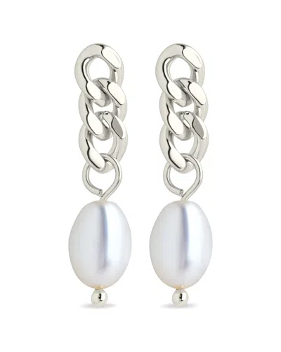 Sterling Forever Pearl Hana Chain Drop Earrings