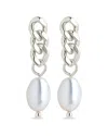Sterling Forever Pearl Hana Chain Drop Earrings In Metallic
