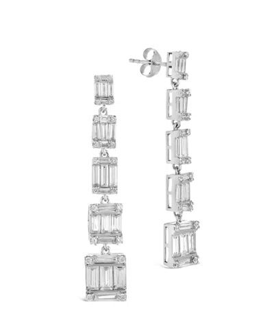 Sterling Forever Penelope Cubic Zirconia Drop Stud Earrings In Silver