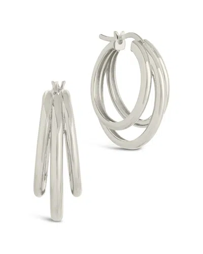 Sterling Forever Penelope Stacking Statement Hoops 1 In White