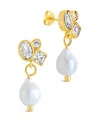 Sterling Forever Penny Cubic Zirconia Mother Of Pearl Cluster Stud Earrings In Gold