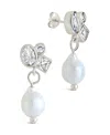 Sterling Forever Penny Cubic Zirconia Mother Of Pearl Cluster Stud Earrings In Silver