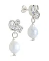 Sterling Forever Penny Cubic Zirconia Mother Of Pearl Cluster Stud Earrings In Metallic