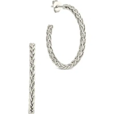 Sterling Forever Penrose Braided Hoop Earrings In Silver