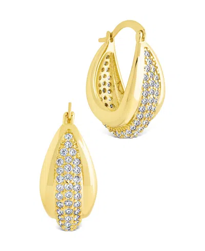 Sterling Forever Philina Cubic Zirconia Hoop Earrings In Gold
