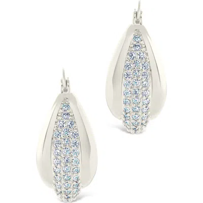Sterling Forever Philina Pavé Cubic Zirconia Hoop Earrings In Silver