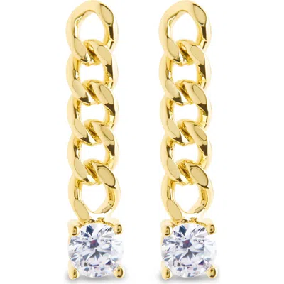 Sterling Forever Phoebe Cubic Zirconia Chain Link Drop Earrings In Gold