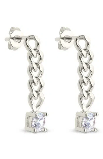 Sterling Forever Phoebe Cubic Zirconia Chain Link Drop Earrings In Silver