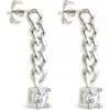 Sterling Forever Phoebe Cubic Zirconia Chain Link Drop Earrings In Metallic