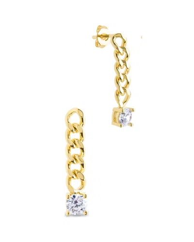 Sterling Forever Phoebe Cz Chain Link Drop Stud Earrings In Brown