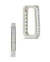 Sterling Forever Piper Cz Rectangular Hoop Earrings In Metallic