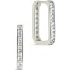 Sterling Forever Piper Cz Rectangular Hoop Earrings In Silver