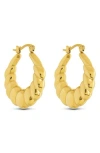 Sterling Forever Piper Twisted Polished Hoop Earrings In Gold