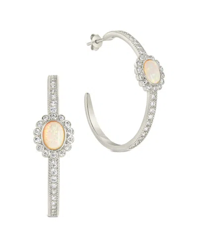 Sterling Forever Plated Cz Carina Earrings In Silver