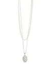 Sterling Forever Silver-tone Or Gold-tone Cubic Zirconia Round Pendant Galette Layered Necklace