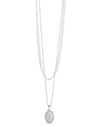 STERLING FOREVER STERLING FOREVER PLATED CZ GALETTE NECKLACE