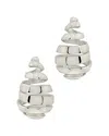 Sterling Forever Margot Ribbed Teardrop Stud Earrings In Metallic