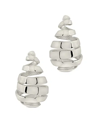 STERLING FOREVER STERLING FOREVER PLATED CZ MARGOT RIBBED EARRINGS