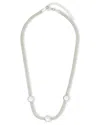 Sterling Forever Plated Cz Pamela Stationed Herringbone Necklace