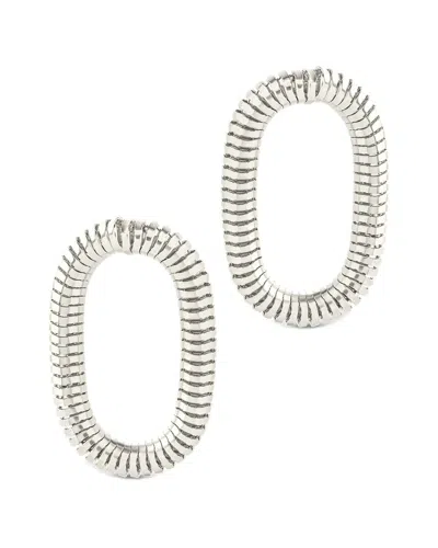Sterling Forever Plated Silver Cz Snake Chain Circle Earrings