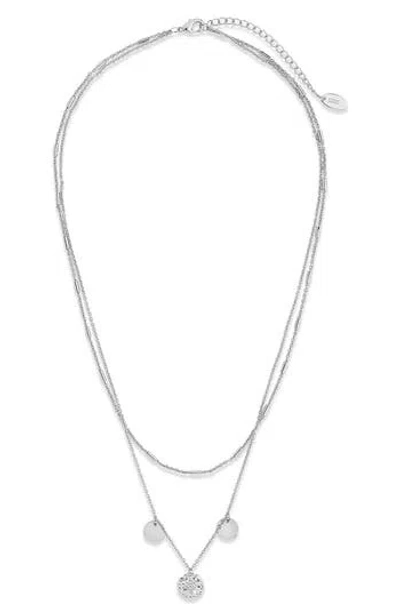 Sterling Forever Polaris Pendant Layered Necklace In Metallic