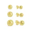 Sterling Forever Set Of 3 Polished Sphere Stud Earrings In Gold