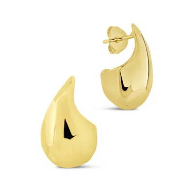 Sterling Forever Polished Teardrop Dome Stud Earrings In Gold
