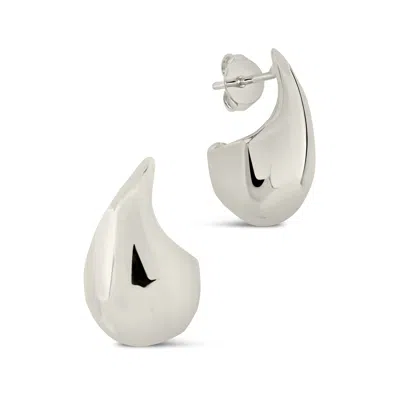 Sterling Forever Polished Teardrop Dome Stud Earrings In Silver