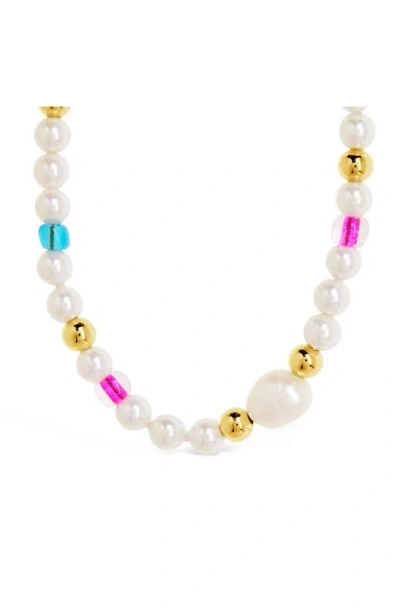Sterling Forever Polly Beaded Necklace In Gold