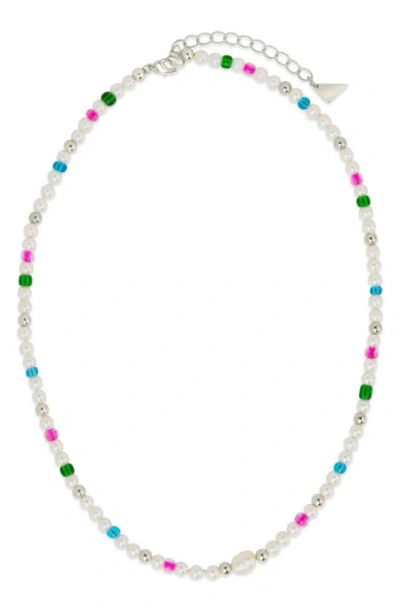 Sterling Forever Polly Beaded Necklace In Metallic