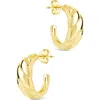Sterling Forever Preston Tapered Croissant Hoop Earrings In Gold
