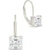 Sterling Forever Princess Cut Cubic Zirconia Lever-back Earrings In Silver