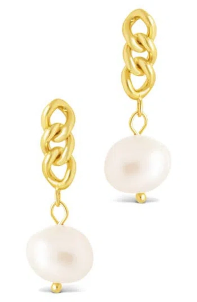 Sterling Forever Priscilla Faux Pearl Crisscross Drop Earrings In Gold