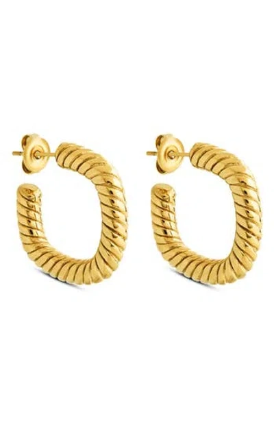 Sterling Forever Quincy Twisted Hoop Earrings In Gold