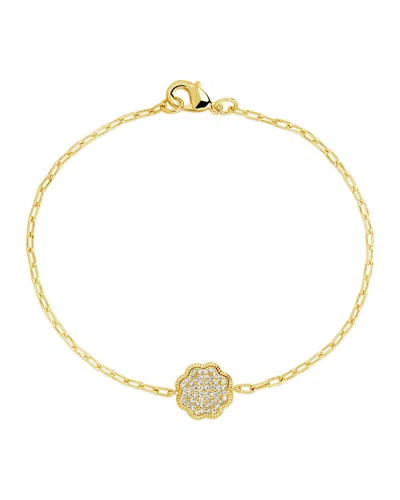 Sterling Forever Raemy Cz Rose Petal Station Bracelet In Gold