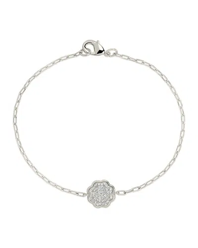 Sterling Forever Raemy Cz Rose Petal Station Bracelet In Silver