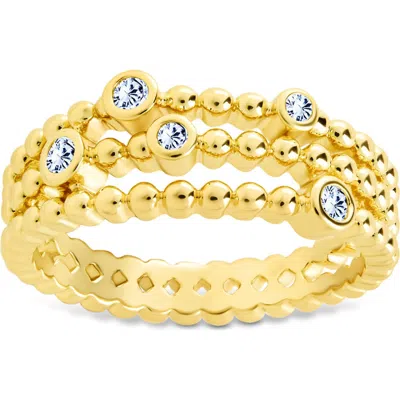 Sterling Forever Ramona Cubic Zirconia Bubble Triple Band Ring In Gold
