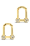 Sterling Forever Sterling Silver Ramzee Cz Stirrup Chain Stud Earrings In Gold