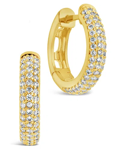 Sterling Forever Raquel Cz Micro Hoop Earrings In Gold