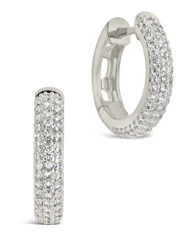 Sterling Forever Raquel Cz Micro Hoop Earrings In Silver