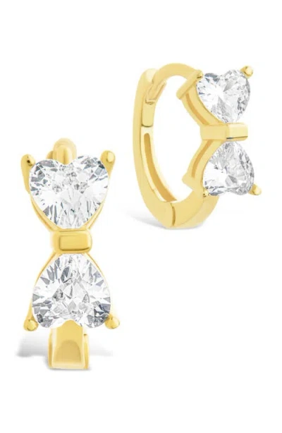 Sterling Forever 14k Over Silver Cz Ravenna Micro Hoop Earrings In Gold