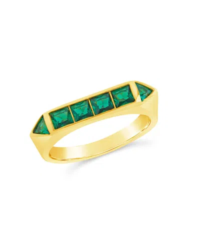 Sterling Forever Rayna Emerald Flat Cz Ring In Gold