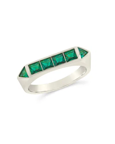 Sterling Forever Rayna Emerald Flat Cz Ring In Silver