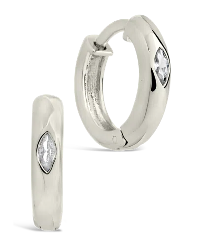 Sterling Forever Rayne Cz Hoop Earrings In Silver