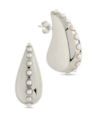 STERLING FOREVER RAZE MOTHER OF PEARL STUDDED DROP EARRINGS