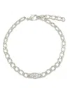 Sterling Forever Rebel Station Cz Curb Chain Bracelet In Silver