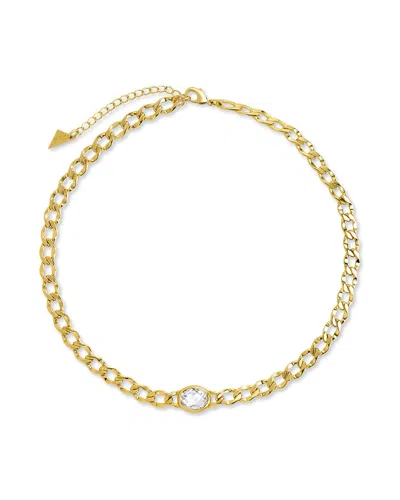 Sterling Forever Rebel Station Cz Curb Chain Choker