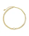 Sterling Forever Rebel Station Cubic Zirconia Curb Chain Necklace In Gold