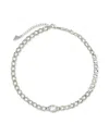 Sterling Forever Rebel Station Cubic Zirconia Curb Chain Necklace In White